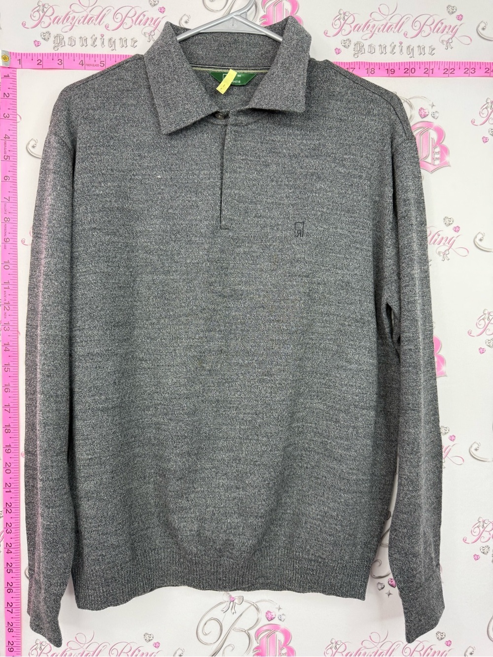 Rogatis Men's Heather Grey Zip-Neck Sweater
